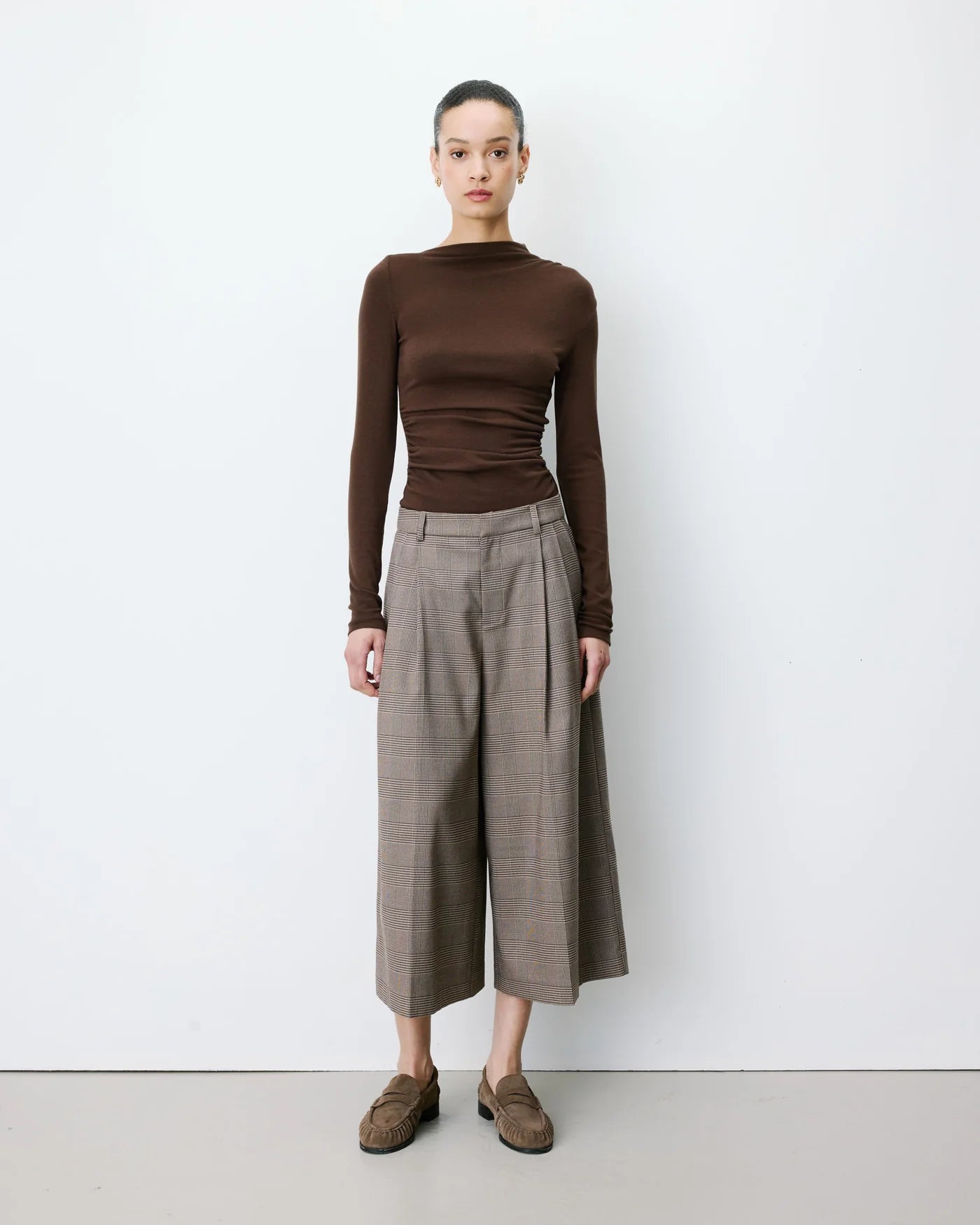 Pantalones Arnold culotte de pierna ancha con estampado de cuadros Príncipe de Gales