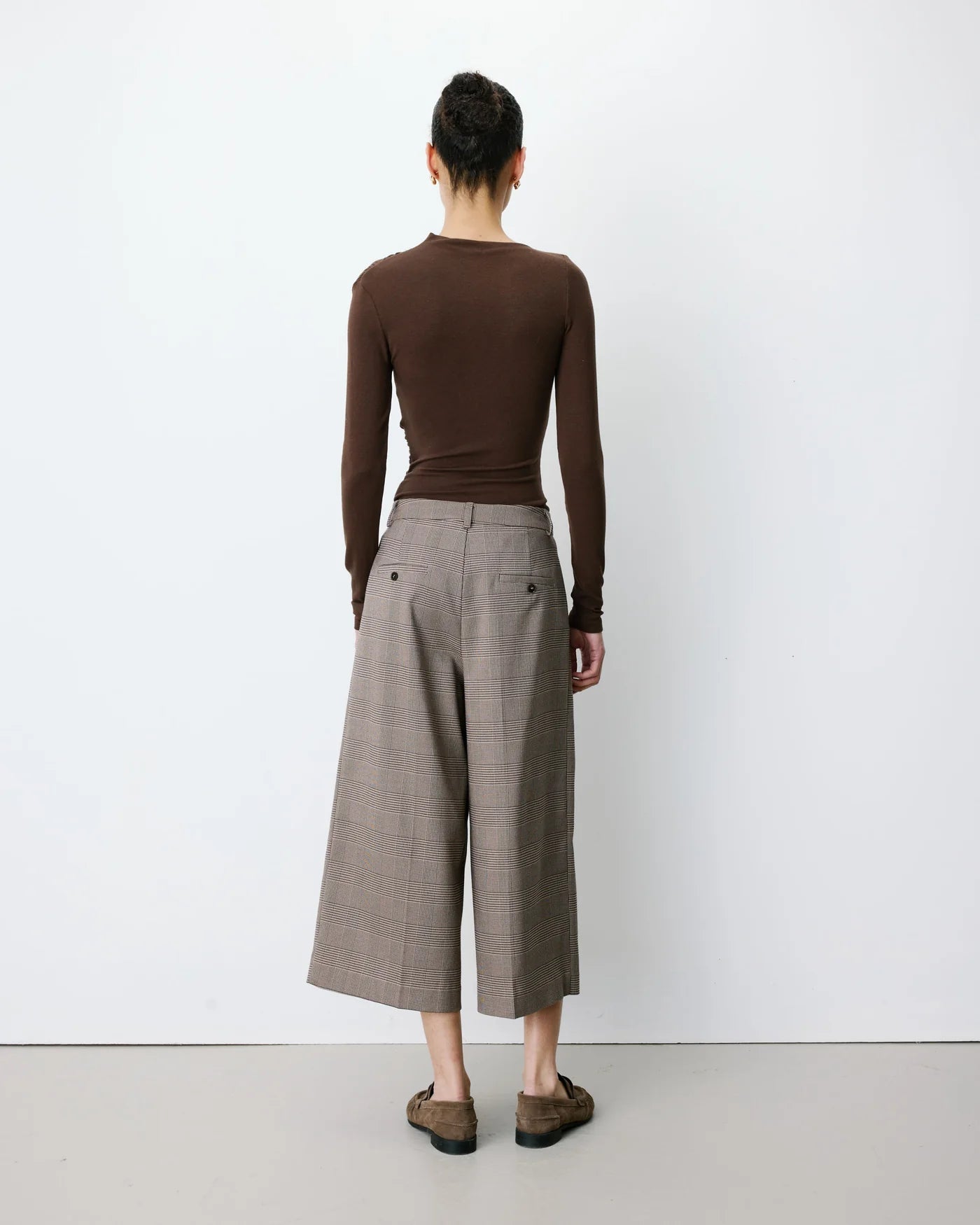 Pantalones Arnold culotte de pierna ancha con estampado de cuadros Príncipe de Gales