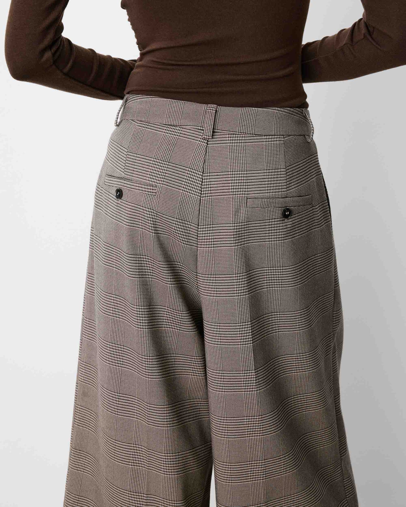 Pantalones Arnold culotte de pierna ancha con estampado de cuadros Príncipe de Gales