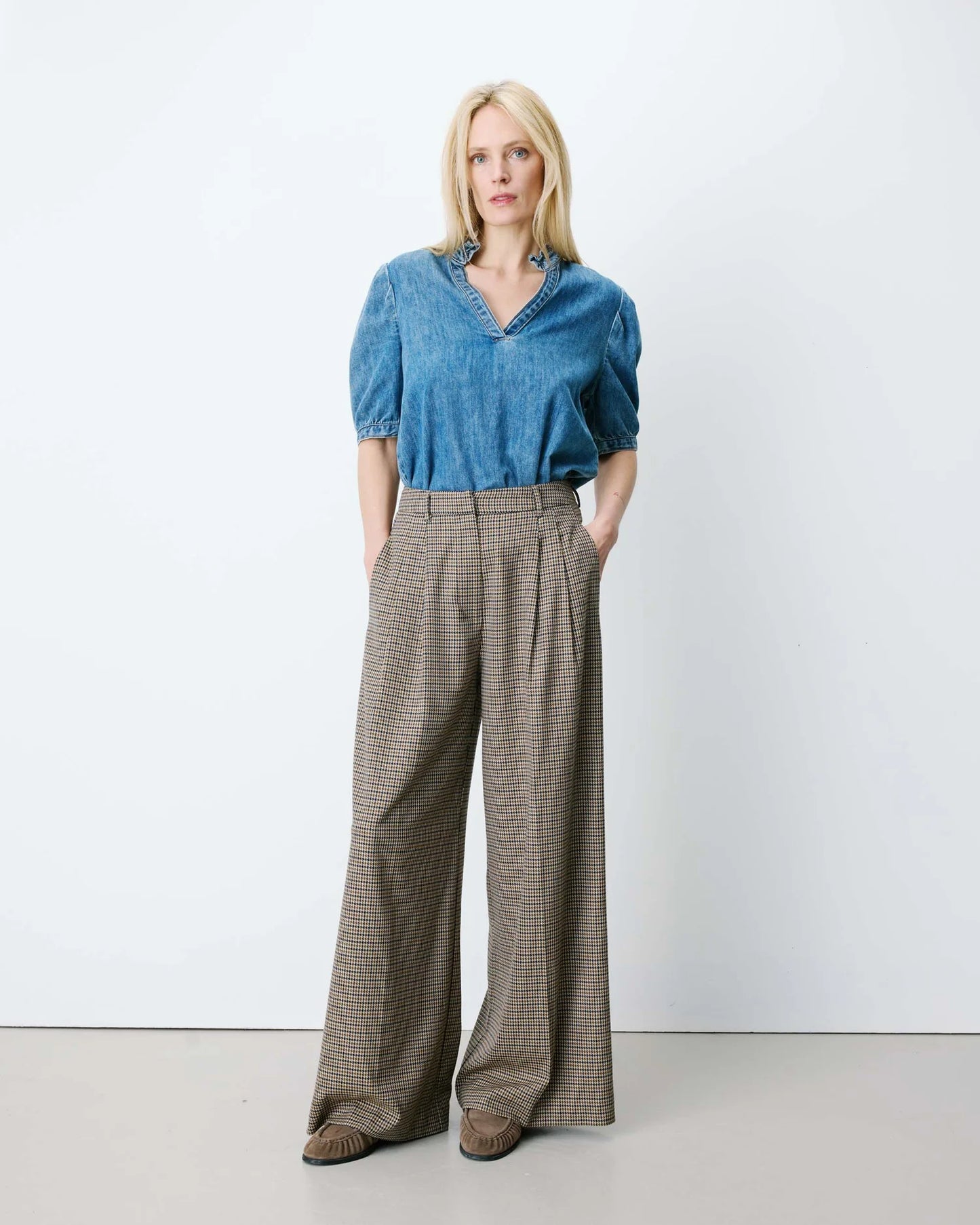 Pantalón de vestir amplio de pata de gallo Ayen