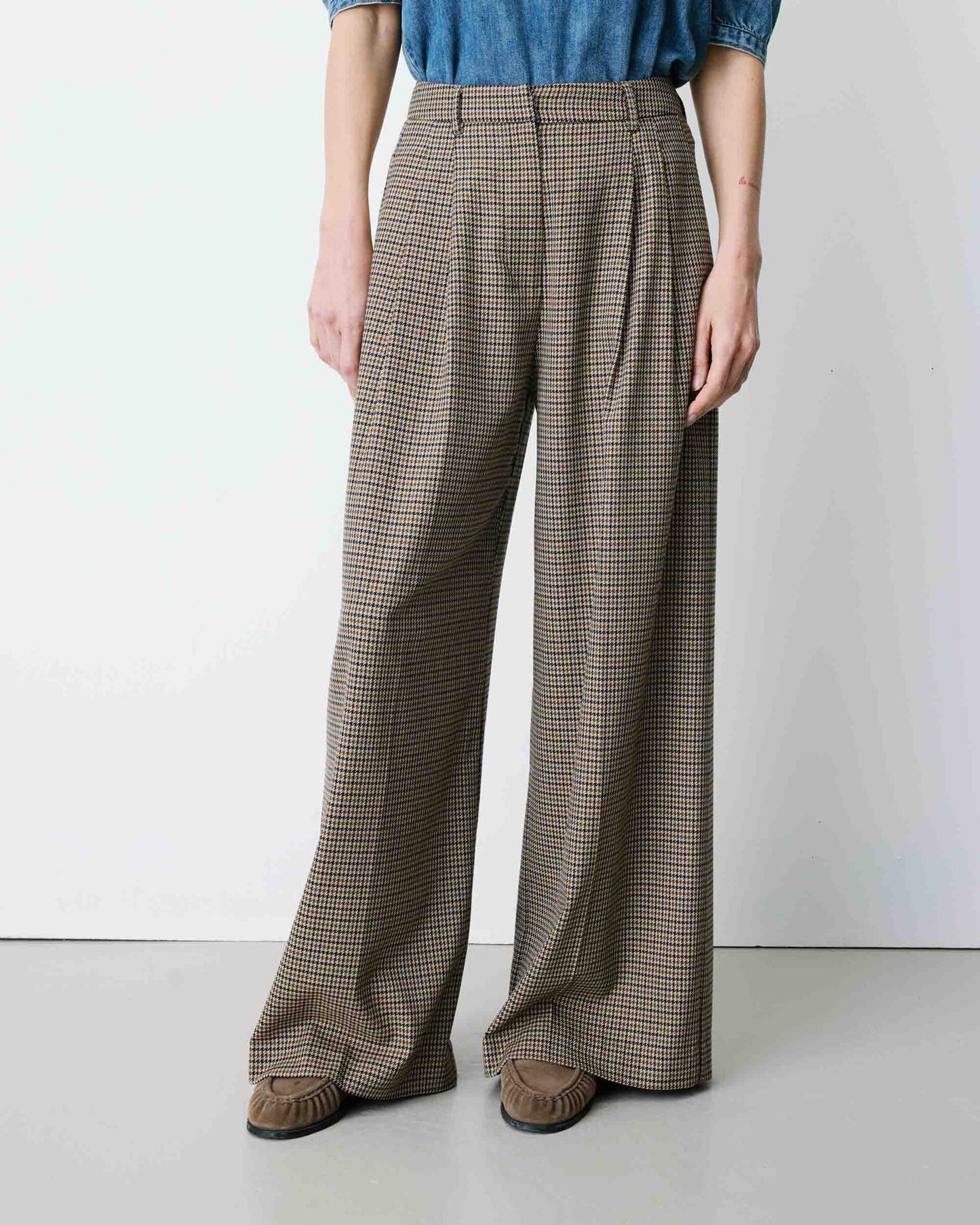 Pantalón de vestir amplio de pata de gallo Ayen