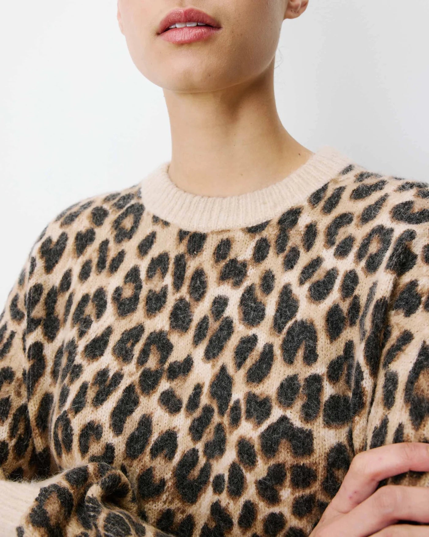 Jersey Alexiel de cuello redondo con estampado de leopardo