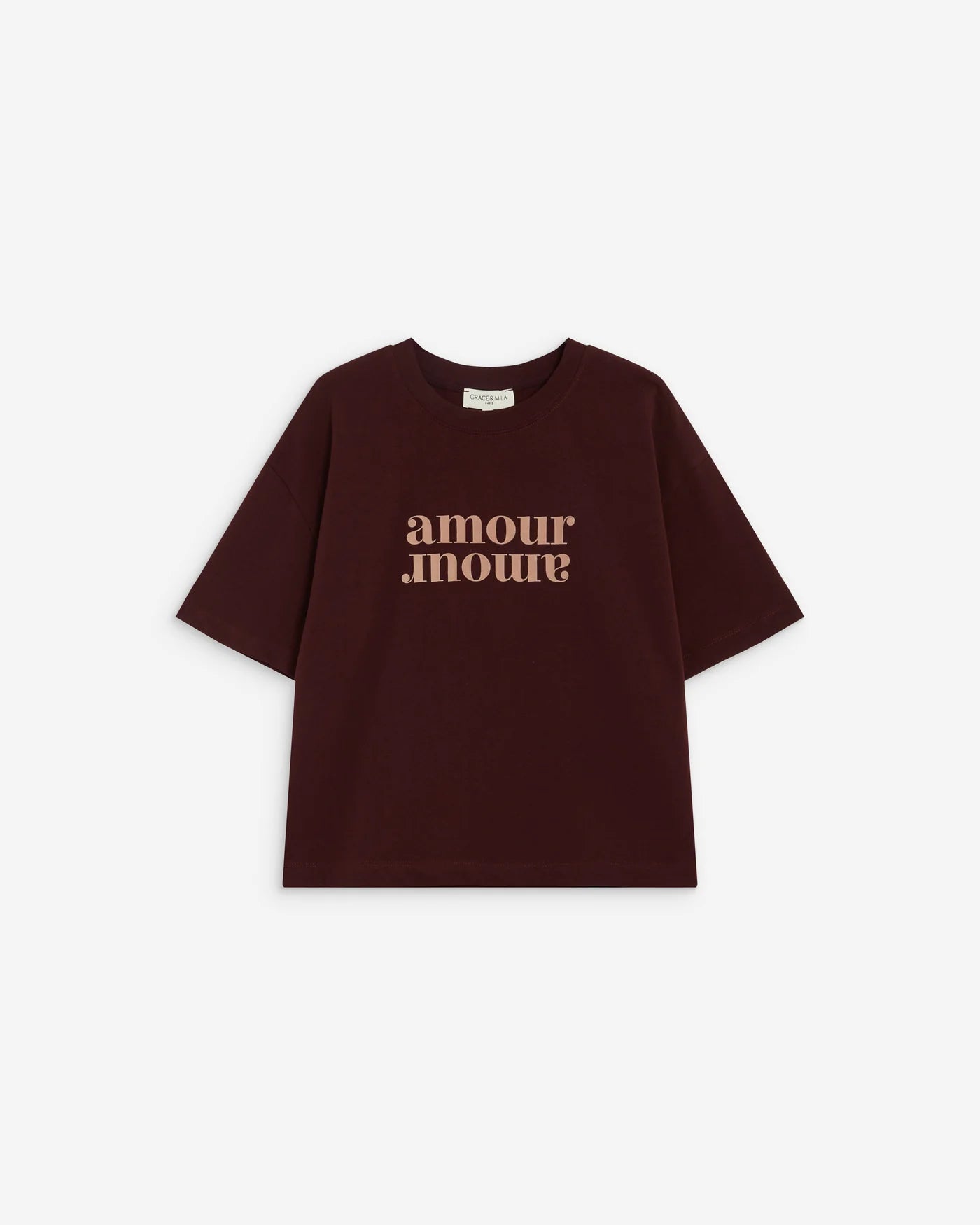 Camiseta Anis de algodón con texto estampado en color berenjena