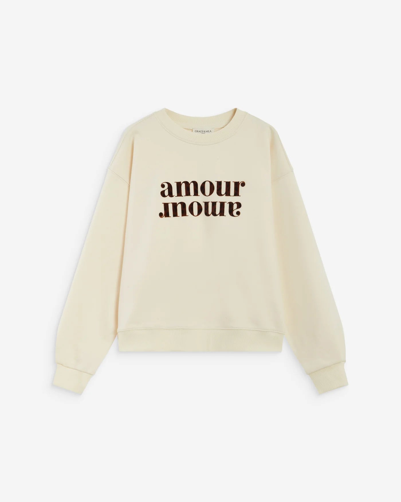 Sudadera ancha Amery con mensaje en color crudo