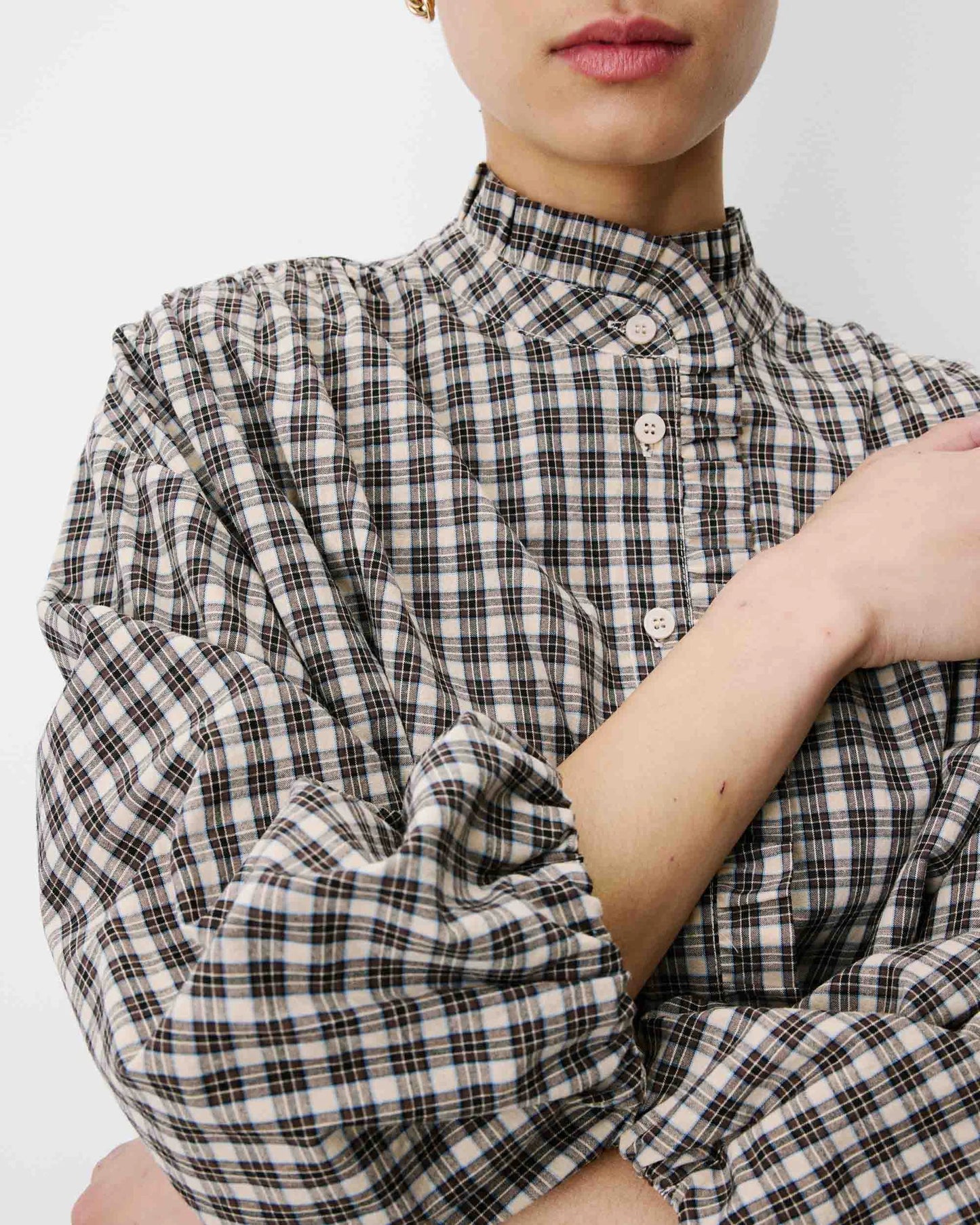 Blusa a cuadros con mangas abullonadas Adelie
