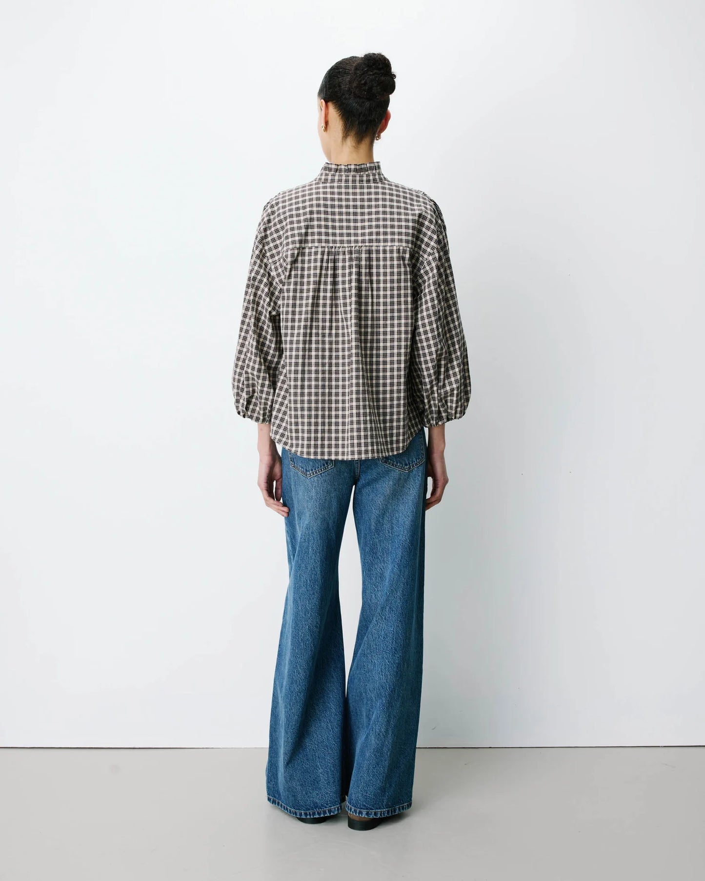 Blusa a cuadros con mangas abullonadas Adelie