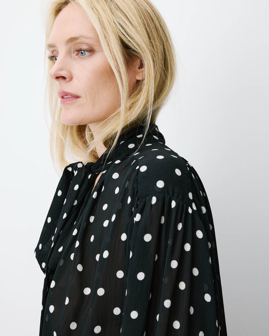 Blusa de manga larga con lazo Angelica