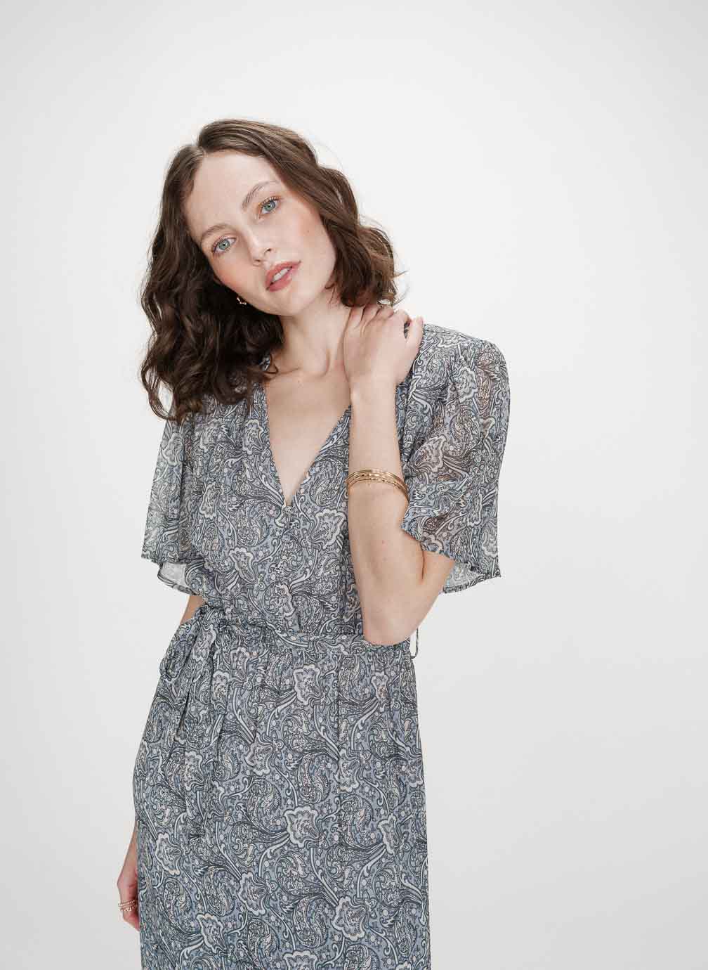 Vestido largo estampado ciel Venelle