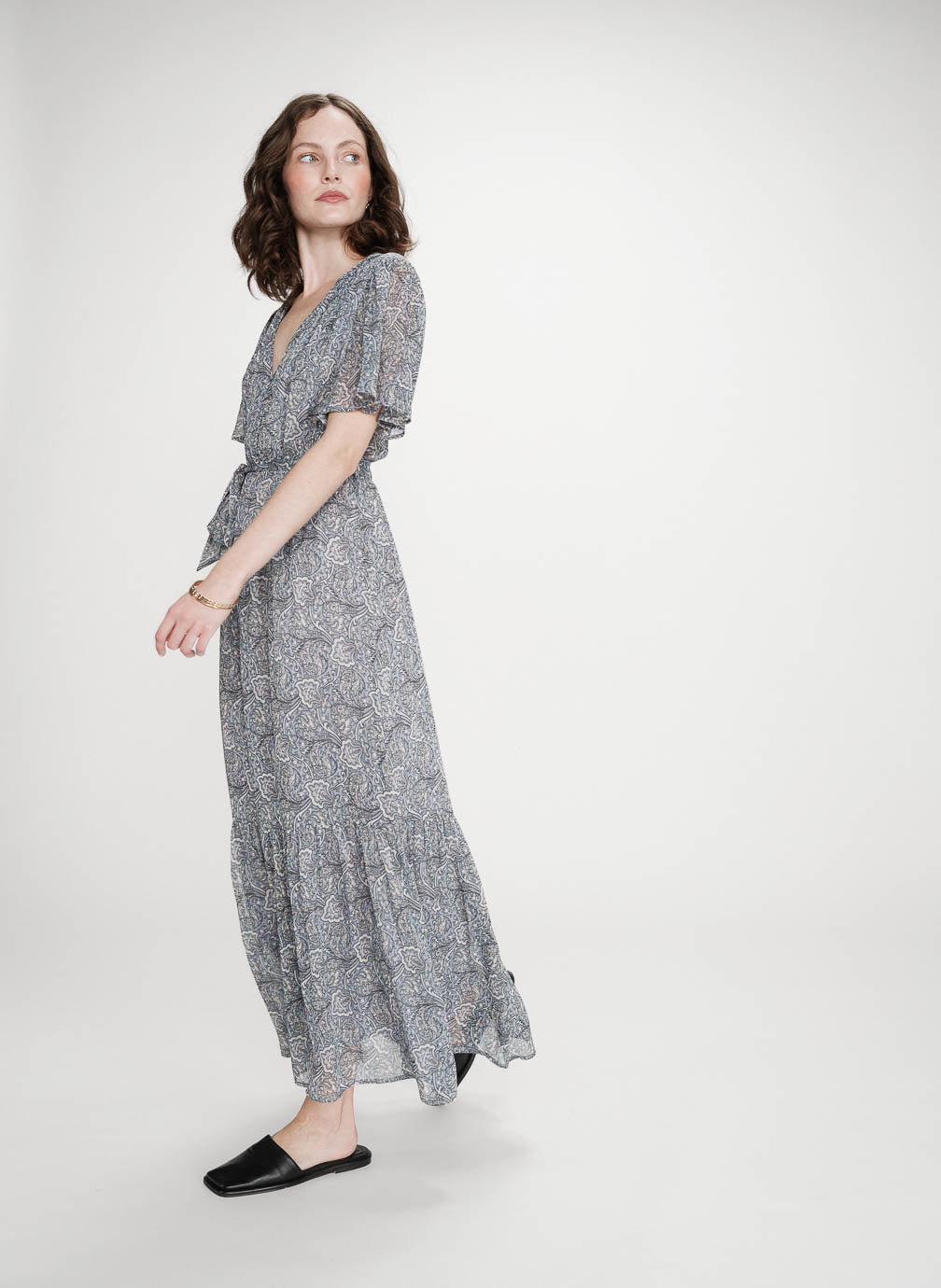 Vestido largo estampado ciel Venelle