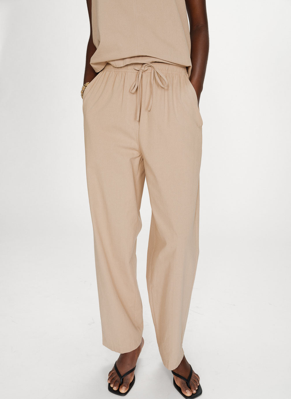 Pantalón recto de algodón sable Rhode