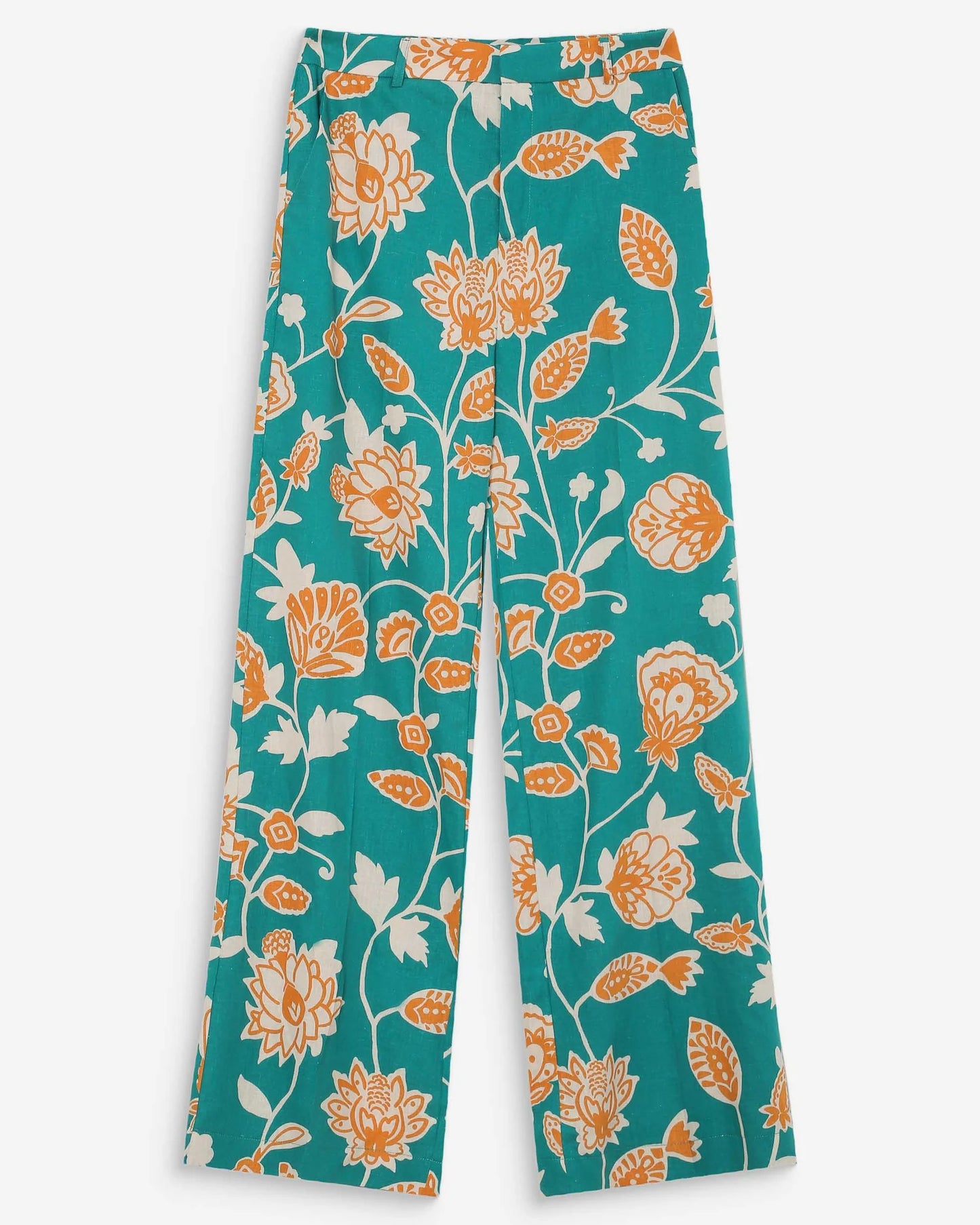 Pantalón recto floral vert Varino