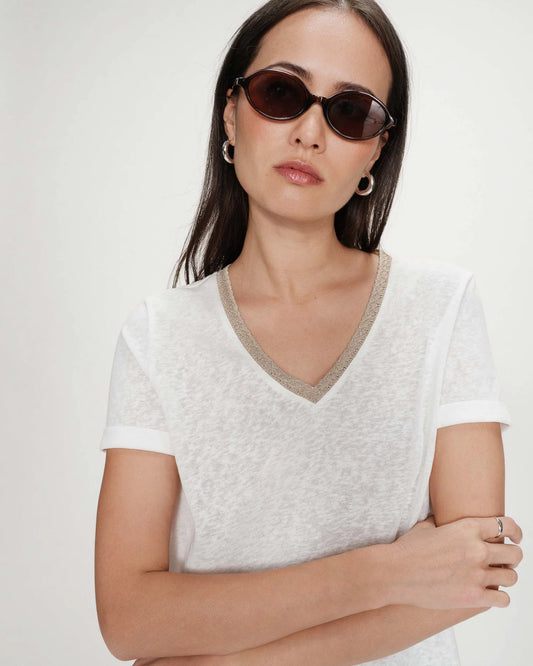 Camiseta con cuello en V ivoire Vasco