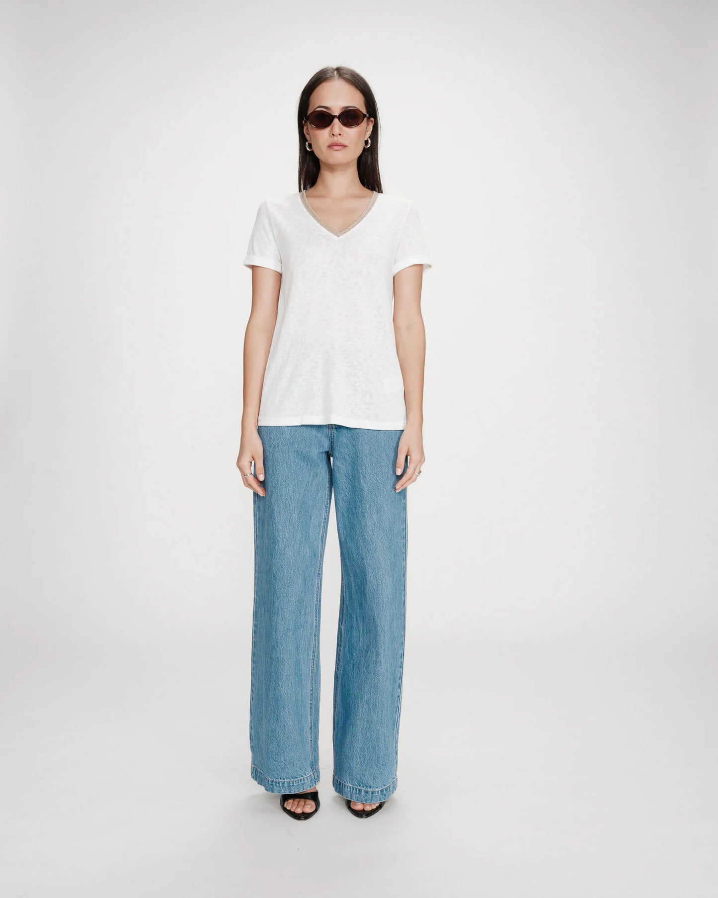 Camiseta con cuello en V ivoire Vasco