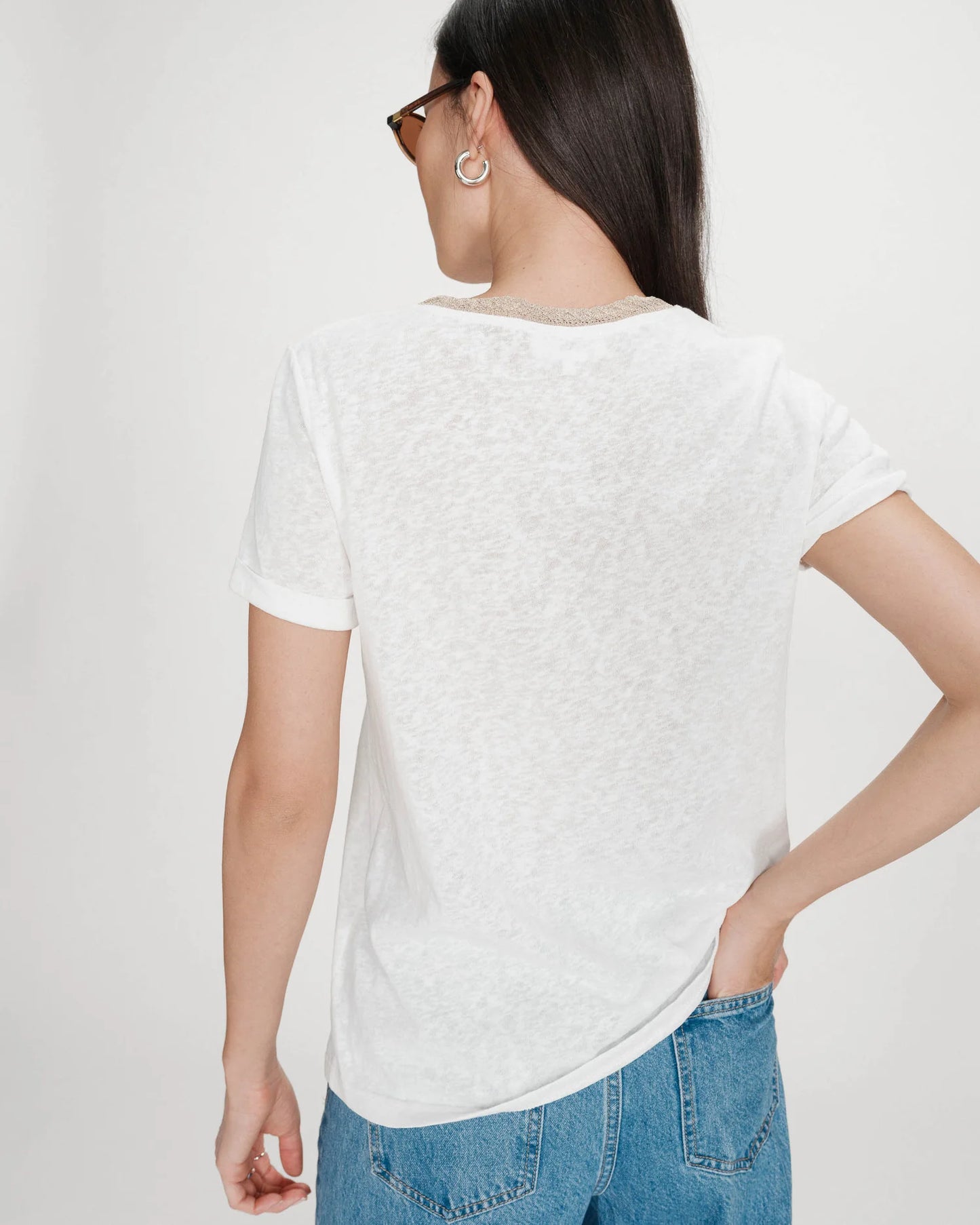 Camiseta con cuello en V ivoire Vasco