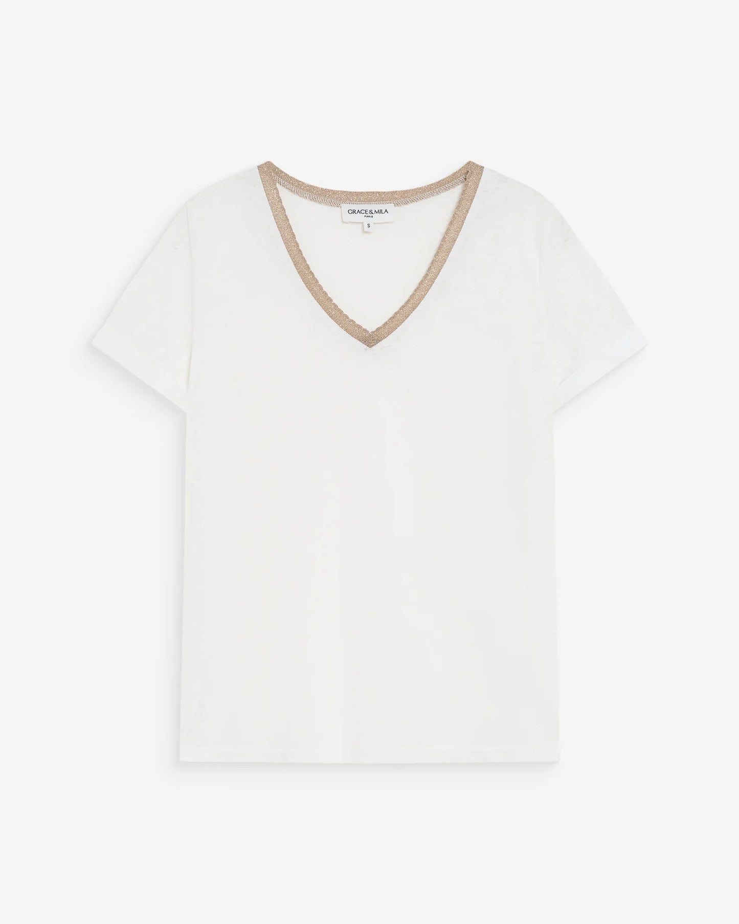 Camiseta con cuello en V ivoire Vasco