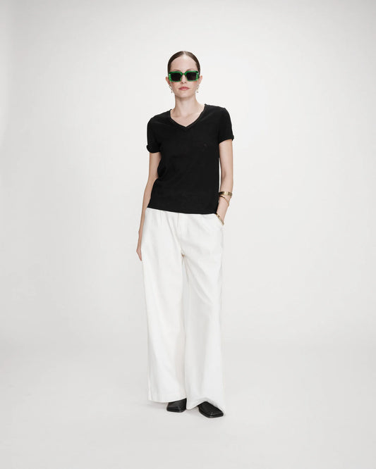 Camiseta con cuello en V noir Vasco