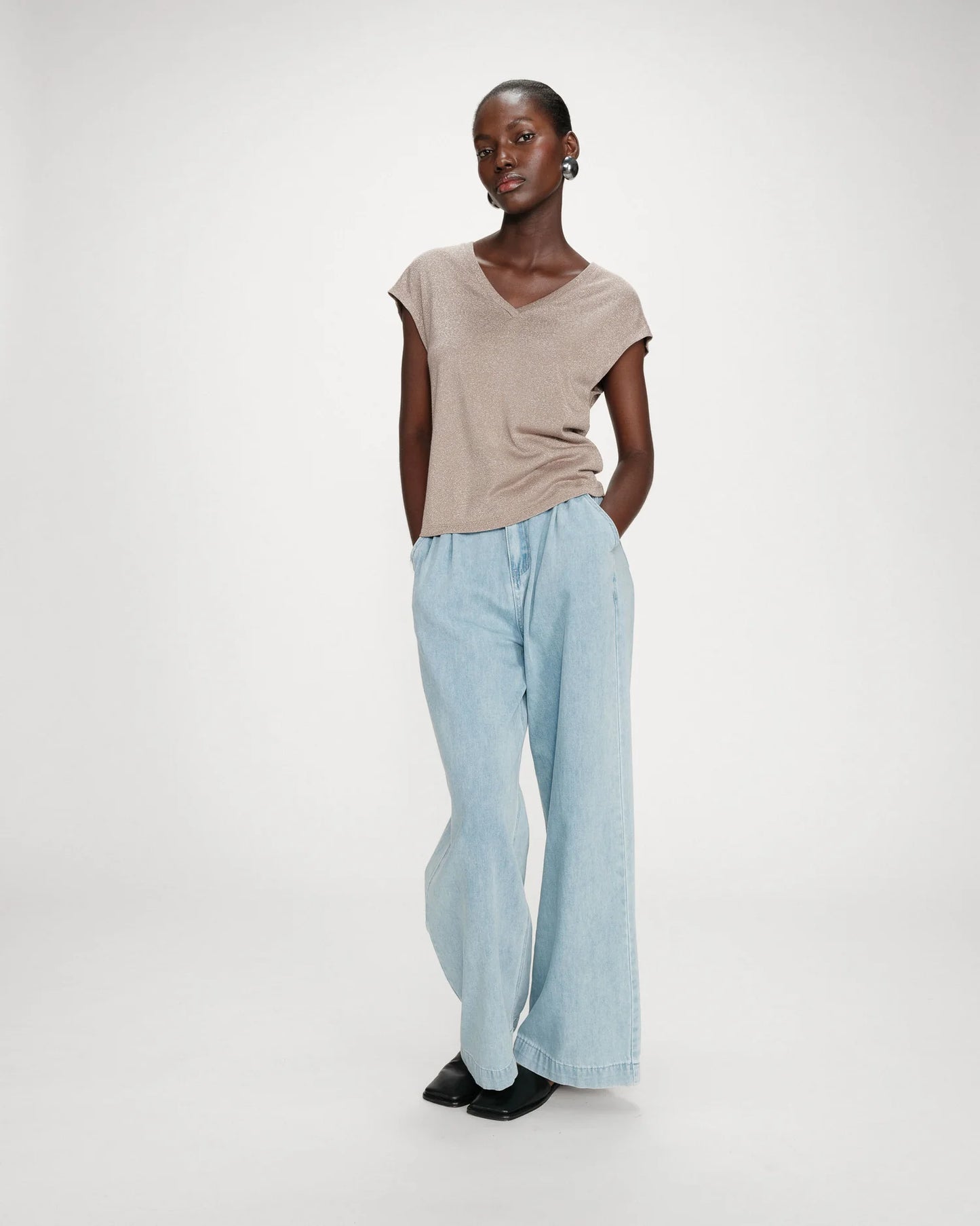 Top de lúrex grege Valsons