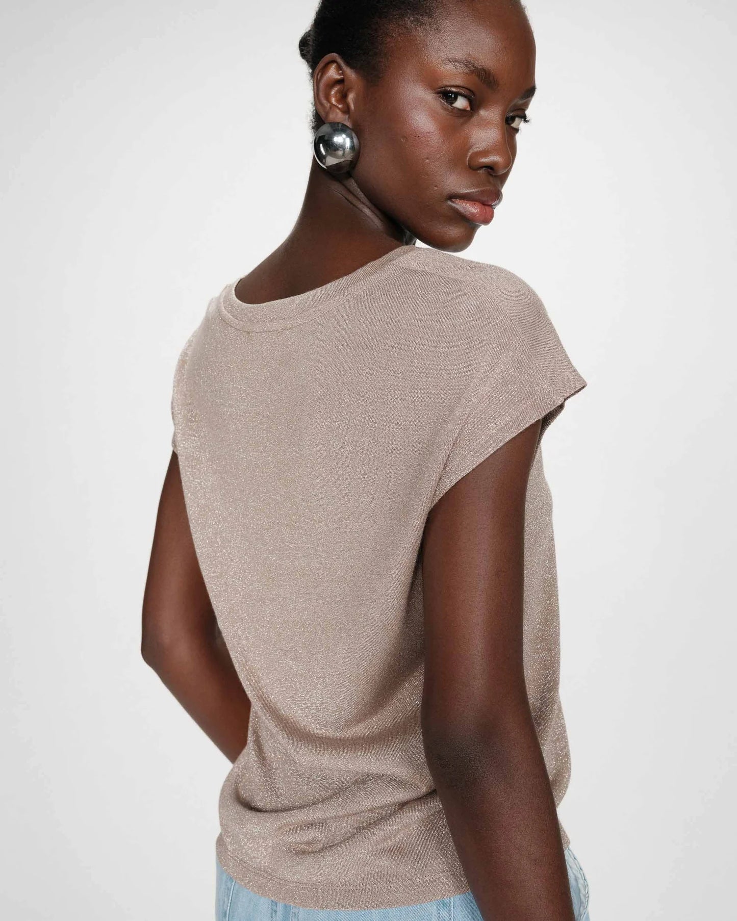 Top de lúrex grege Valsons