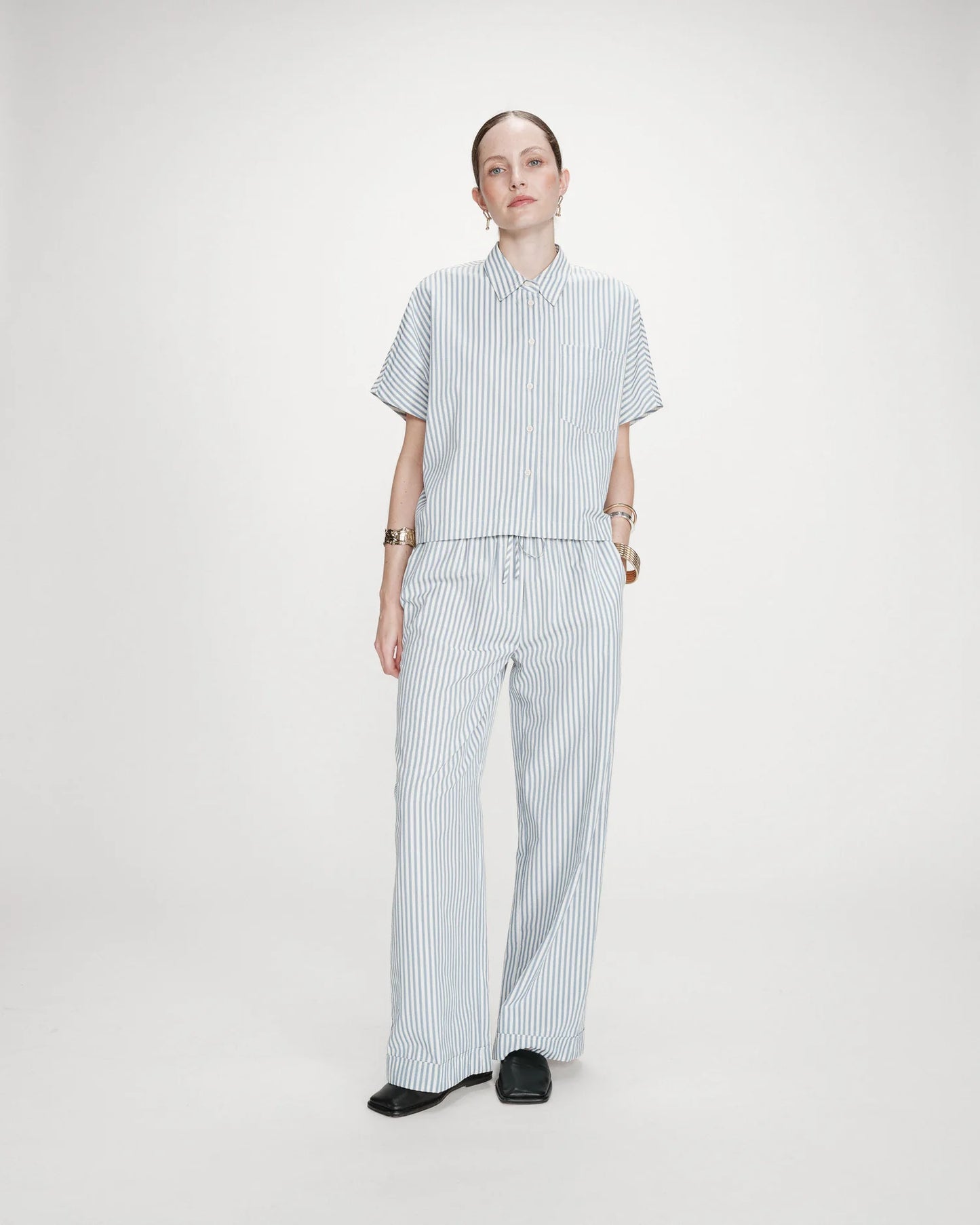 Camisa amplia a rayas bleuet Vercia