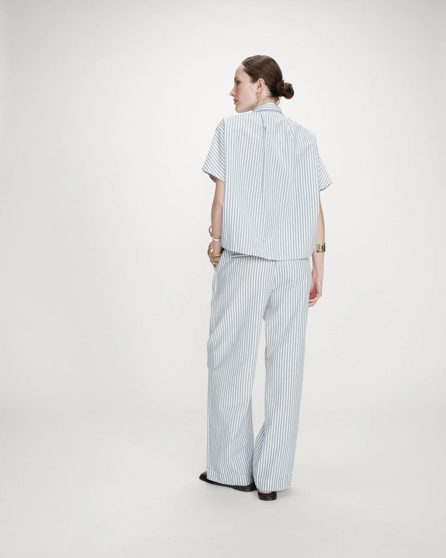 Camisa amplia a rayas bleuet Vercia