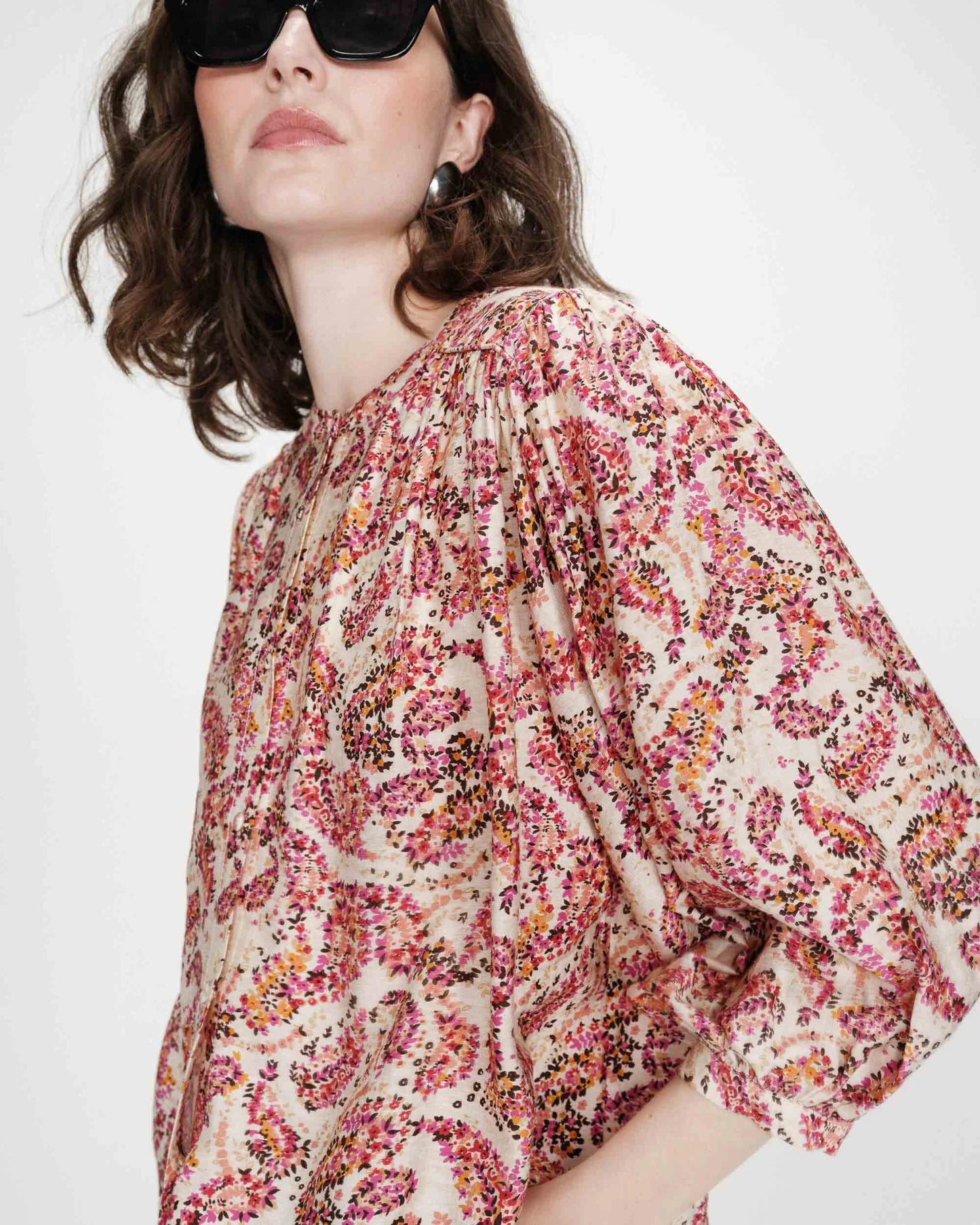 Blusa estampada floral peche Vezia