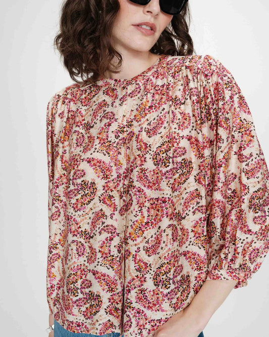 Blusa estampada floral peche Vezia