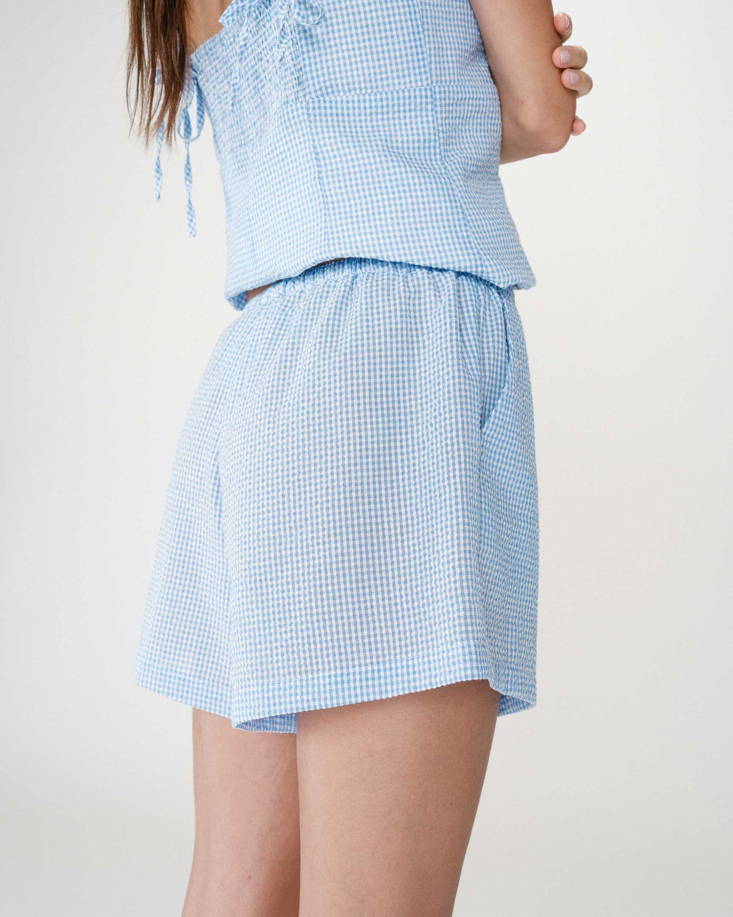 Short de cuadros vichy color azul