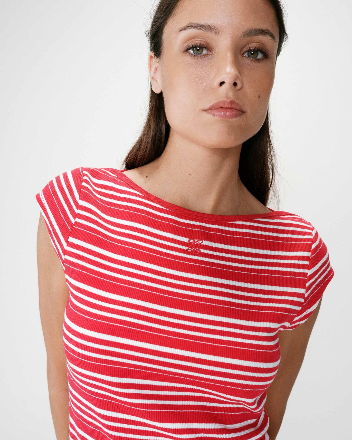 Camiseta de rayas color rojo Wake