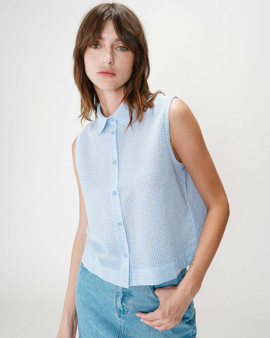 Blusa de cuadros vichy color azul Windell