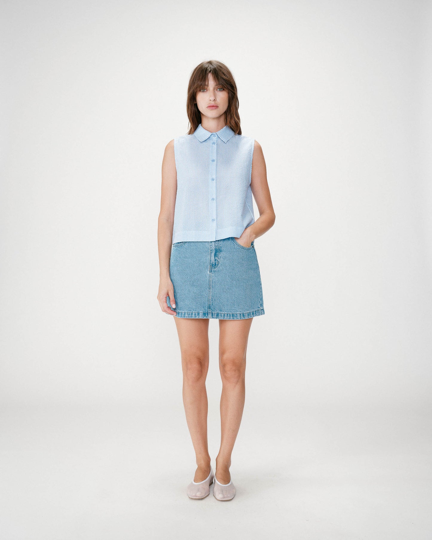 Blusa de cuadros vichy color azul Windell