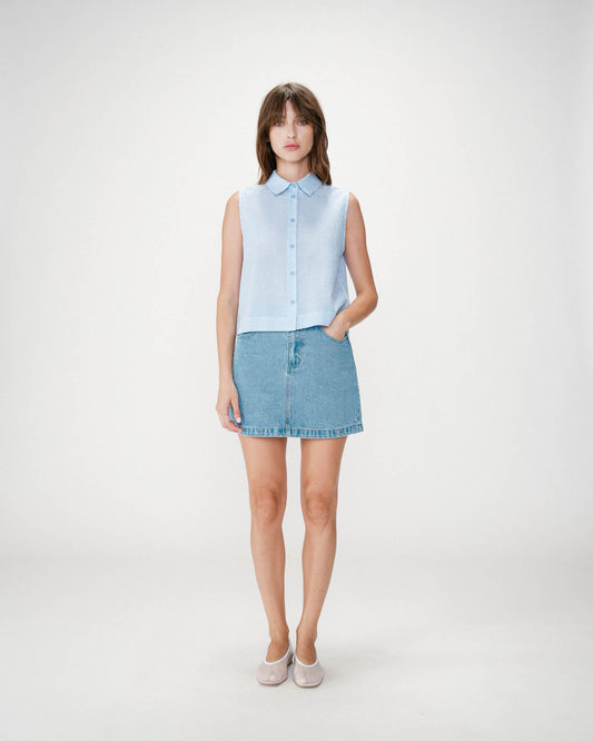 Blusa de cuadros vichy color azul Windell