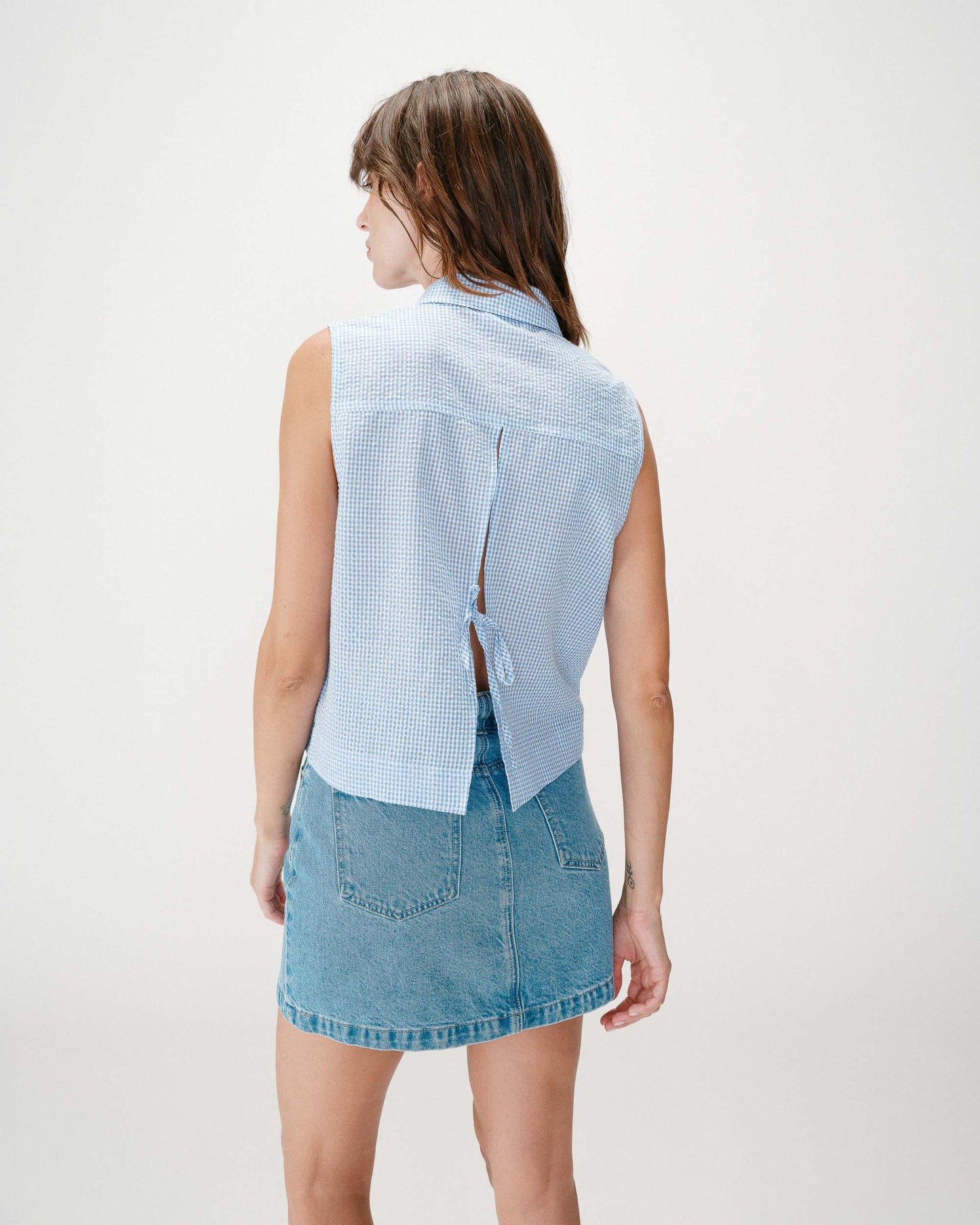 Blusa de cuadros vichy color azul Windell