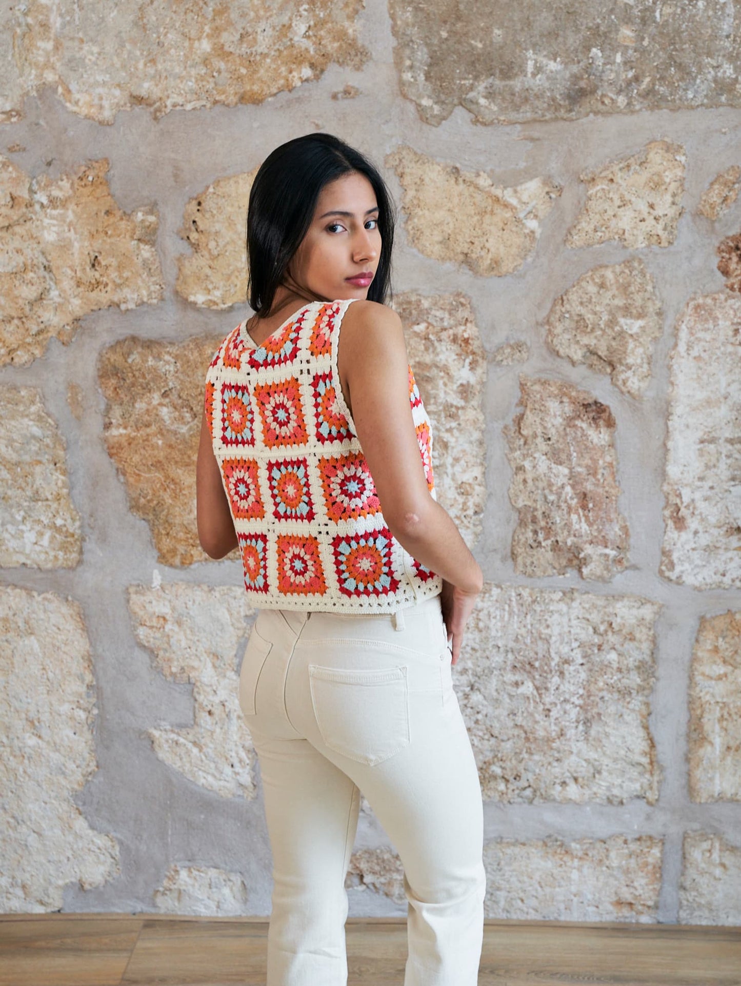 Top Crochet taronja