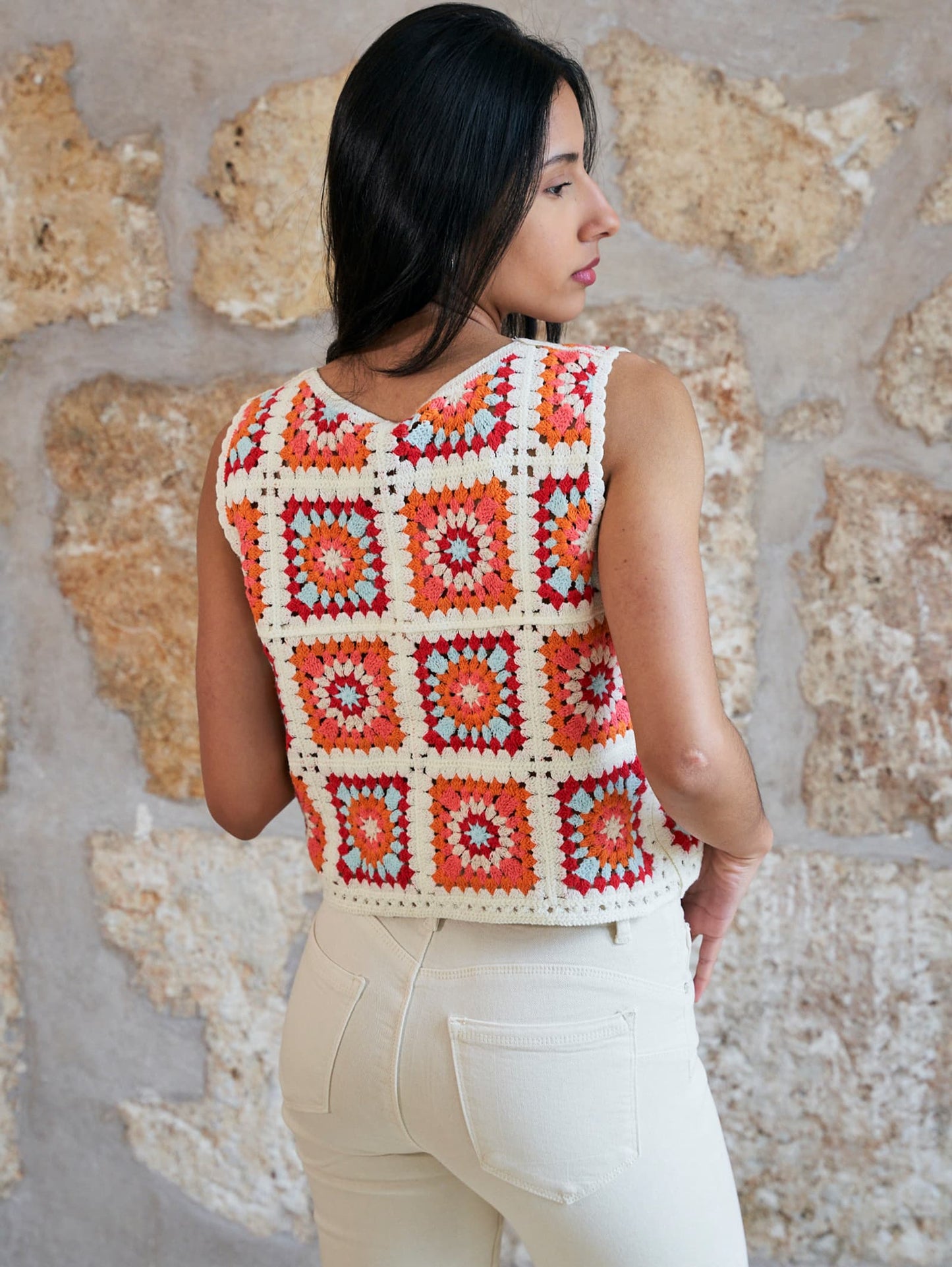 Top Crochet taronja