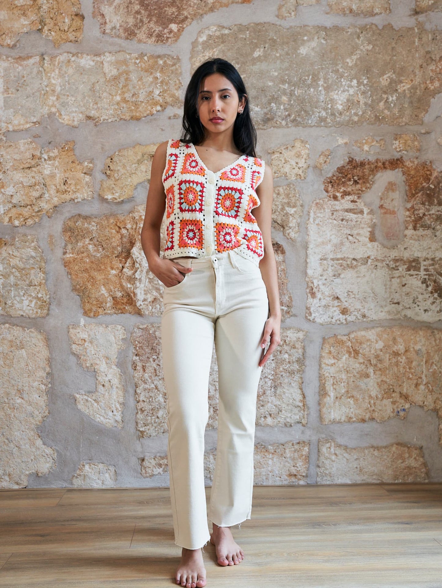 Top Crochet taronja