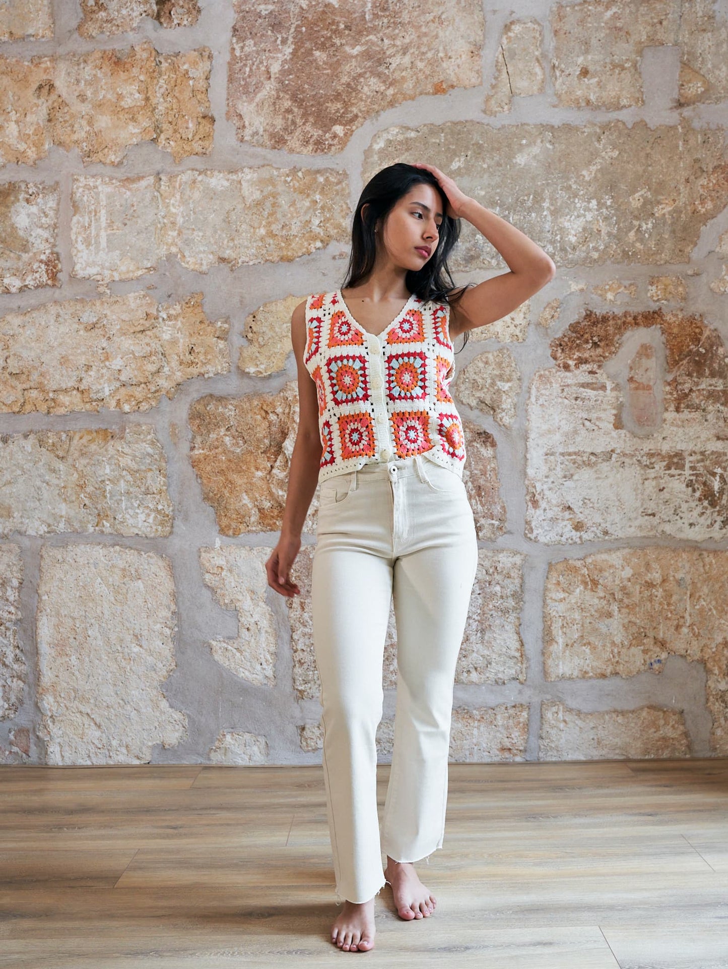 Top Crochet taronja