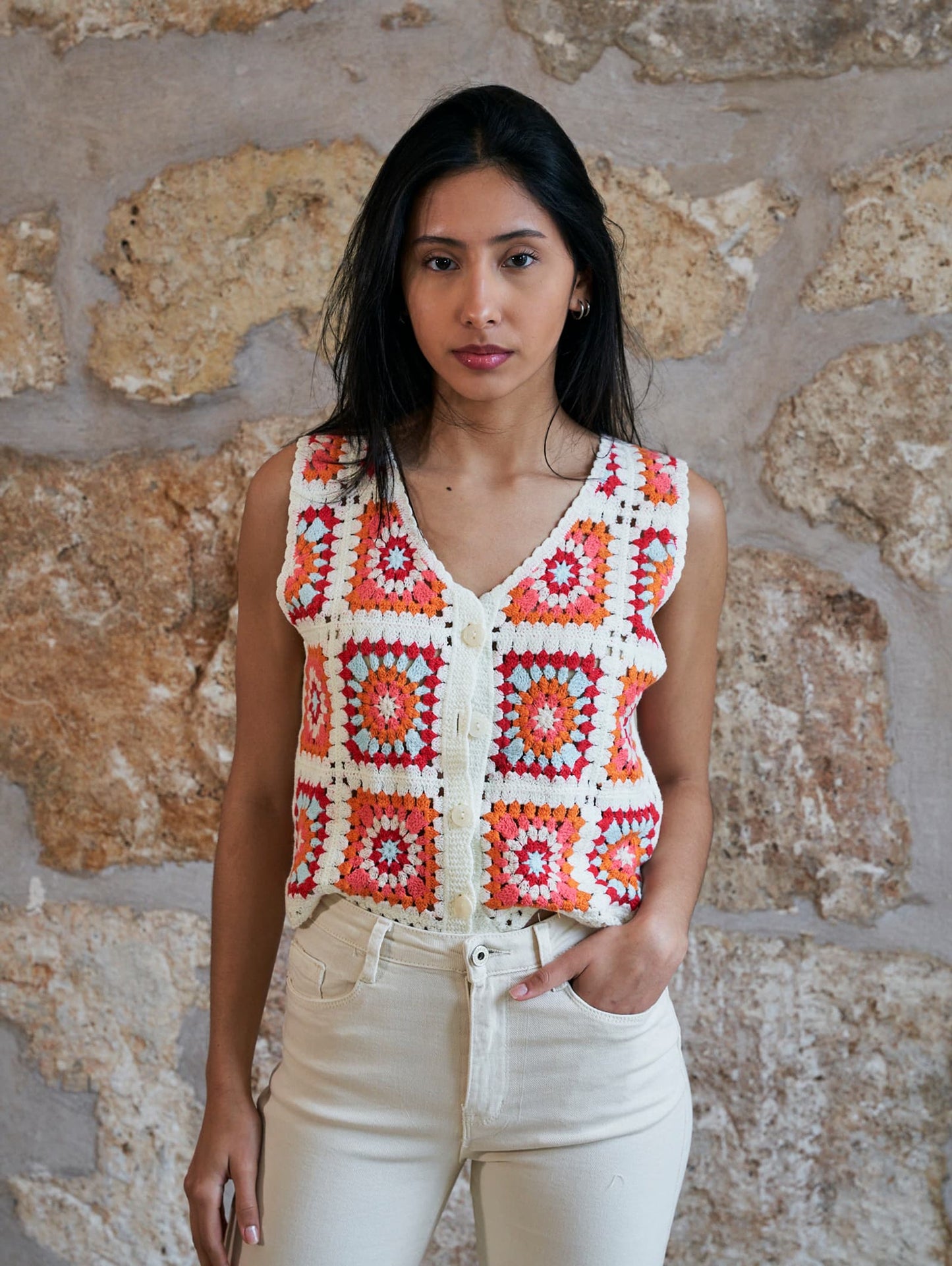 Top Crochet taronja