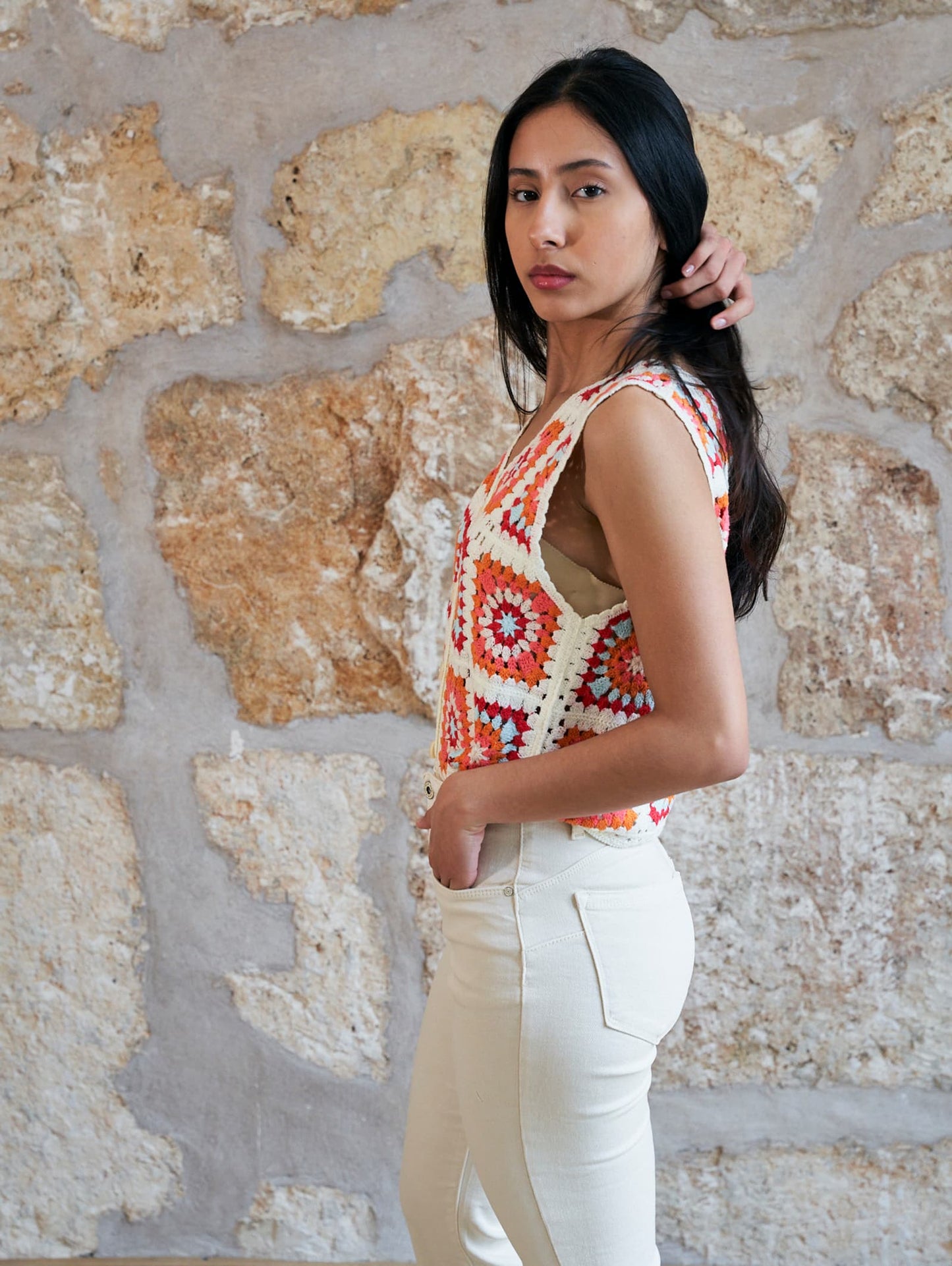 Top Crochet taronja