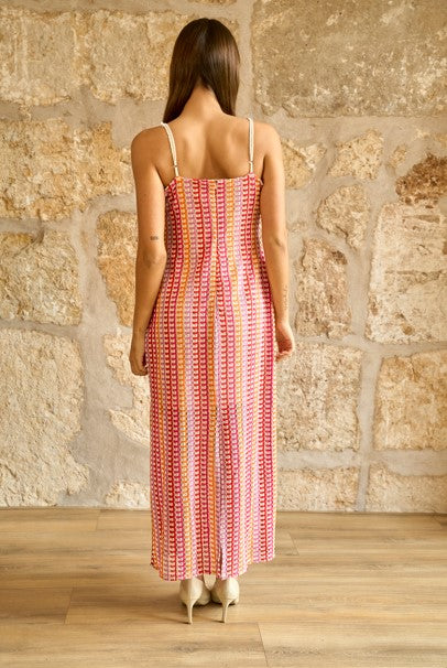 Vestido de punto multicolor Capri en rosa