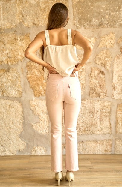 Pantalones denim en color rosa