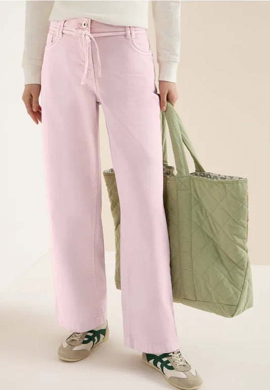 Pantalones vaqueros de talle alto y pierna ancha color rosa
