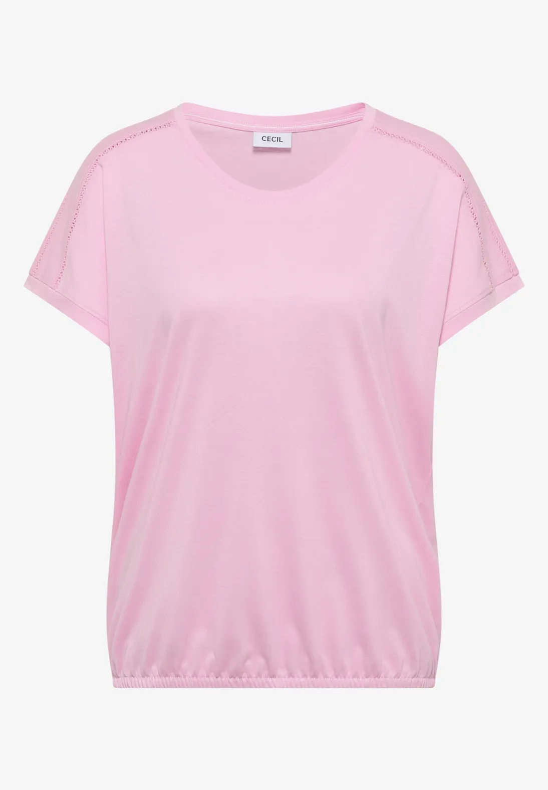 Camiseta con escote en V y detalle de encaje en Rosa